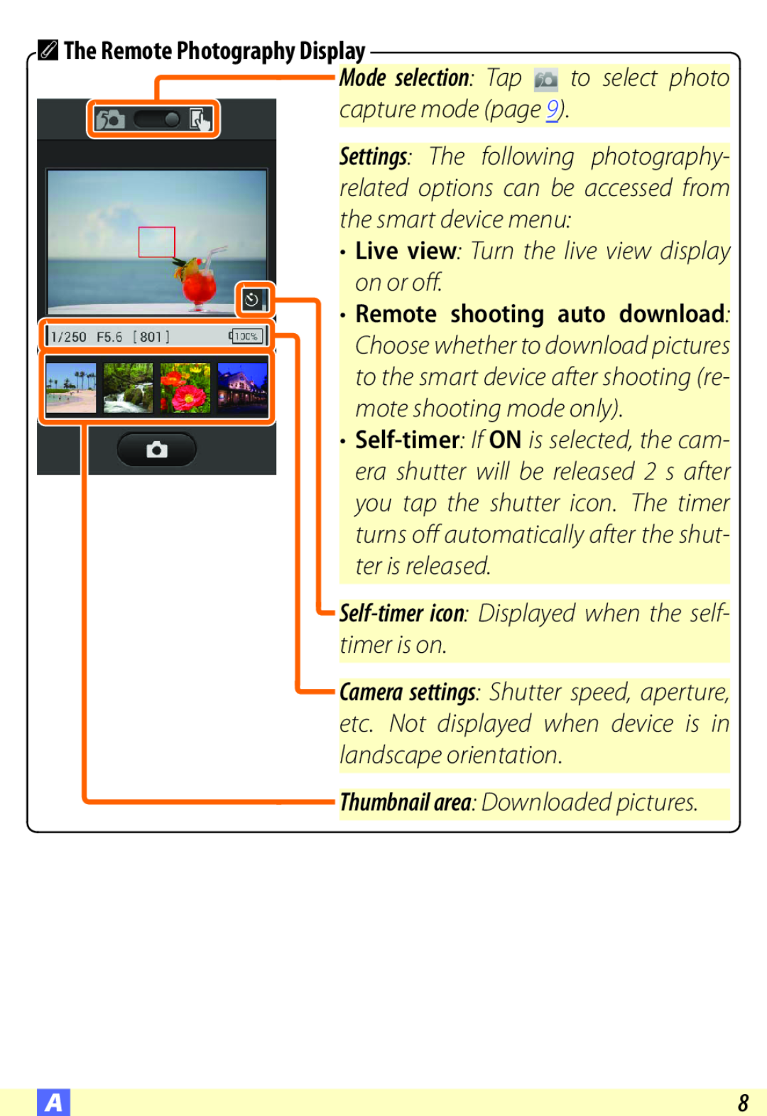 Nikon D600 user manual A The Remote Photography Display, Live view Turn the live view display on or off 